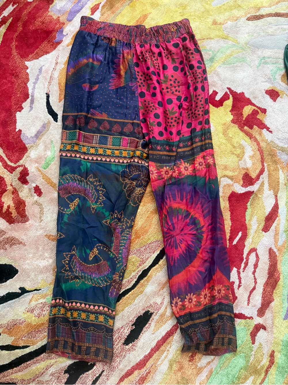 Farm Rio mixed scarves pajama pants